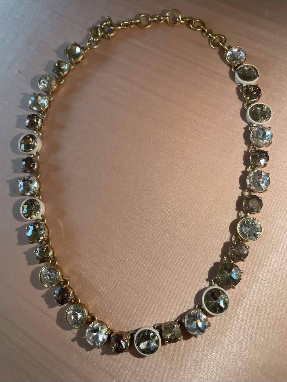 J. Crew Sparkling Brulee Necklace with Champagne and Clear Crystals